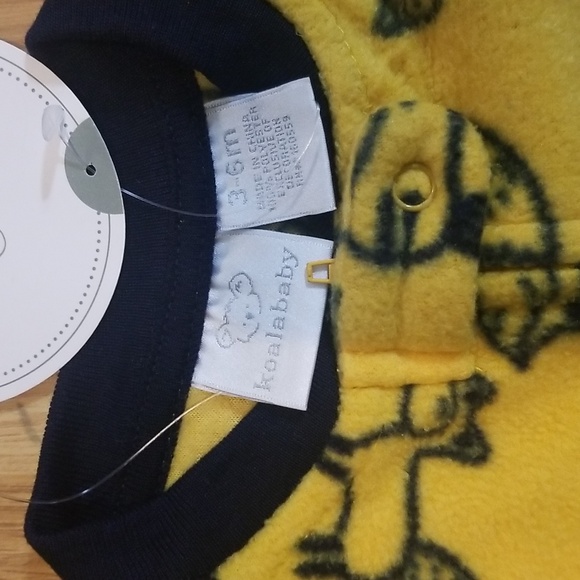 Koalababy yellow and black fox print fuzzy sleepwear 3-6 months NWT - Picture 4 of 6
